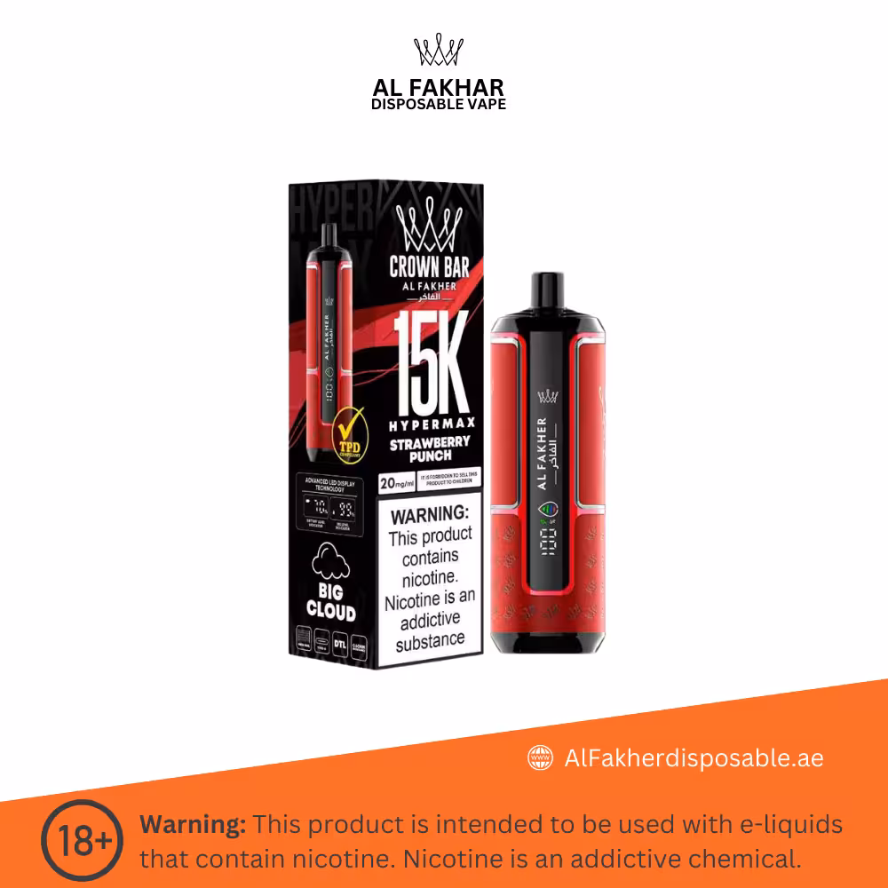 Al Fakher Crown Bar Hypermax 15000 Puffs Strawberry Punch