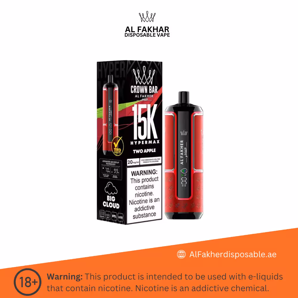 Al Fakher Crown Bar Hypermax 15000 Puffs Two Apple