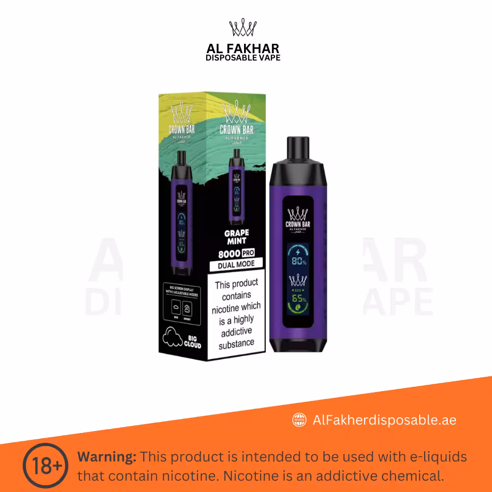 Al Fakher Crown Bar Pro 8000 Puffs Grape Mint